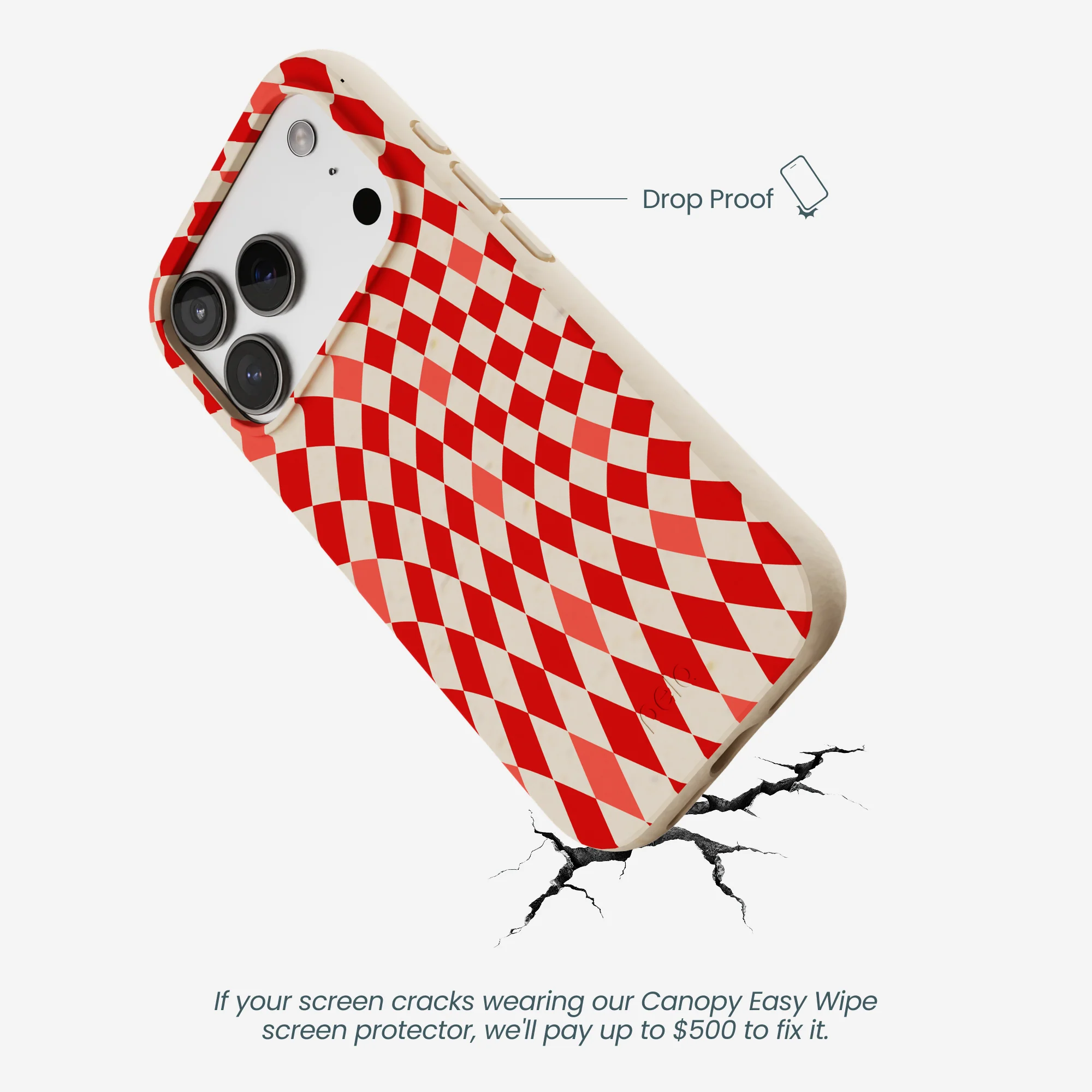 Seashell Red Checks iPhone 17 Pro Case - Image 5