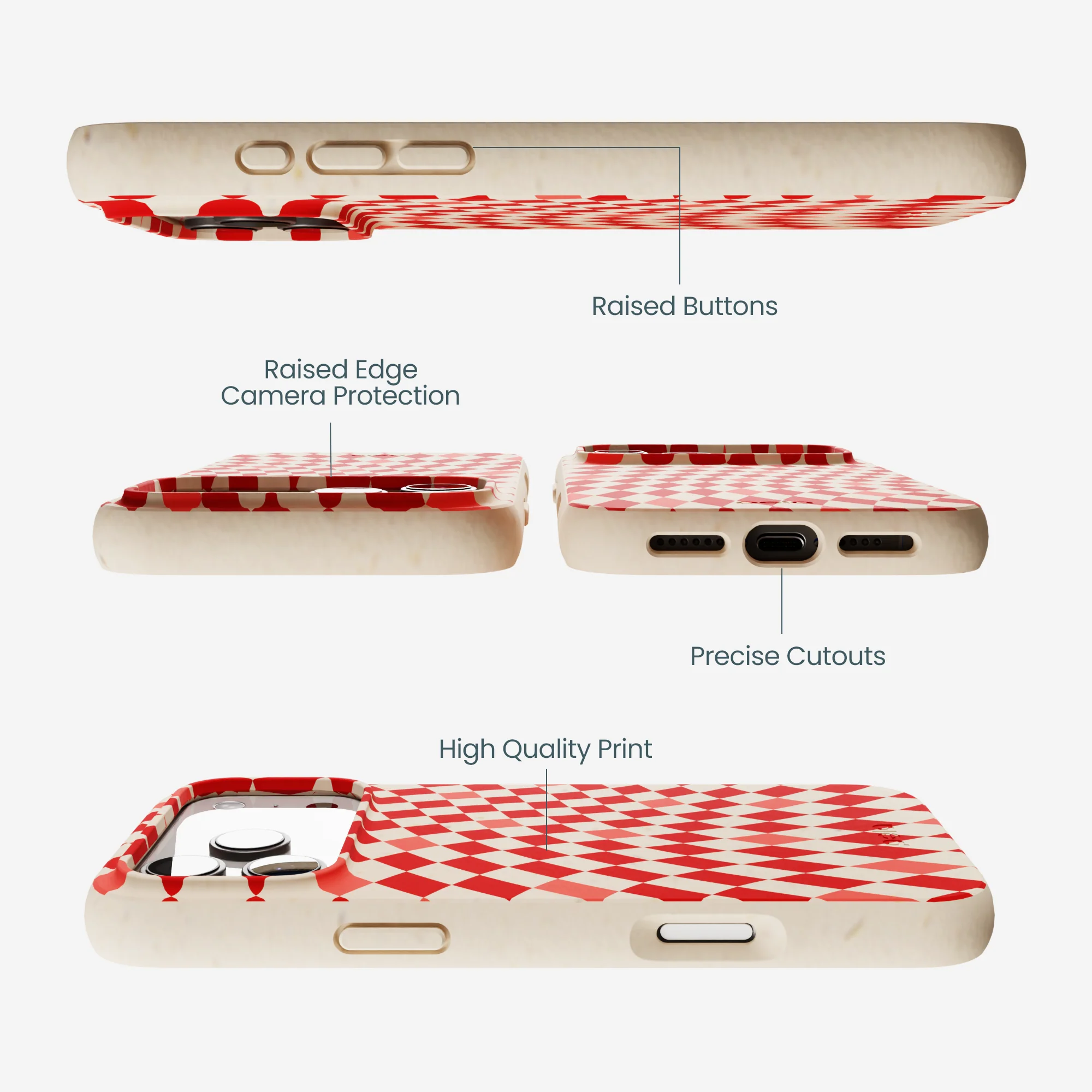 Seashell Red Checks iPhone 17 Pro Max Case - Image 3