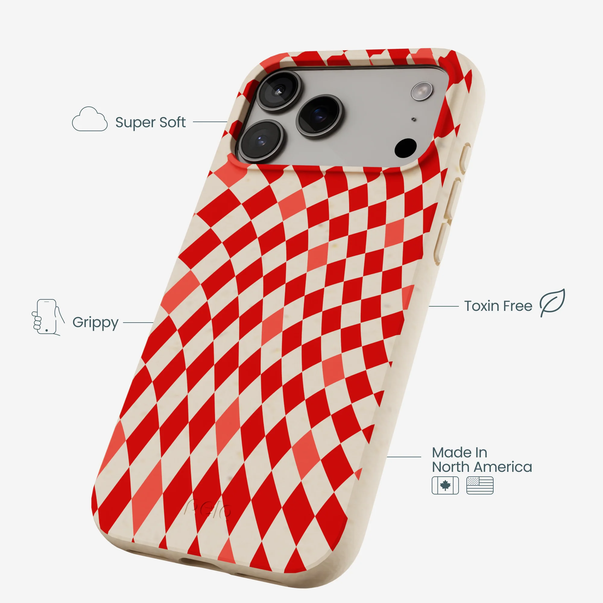 Seashell Red Checks iPhone 17 Pro Max Case - Image 4