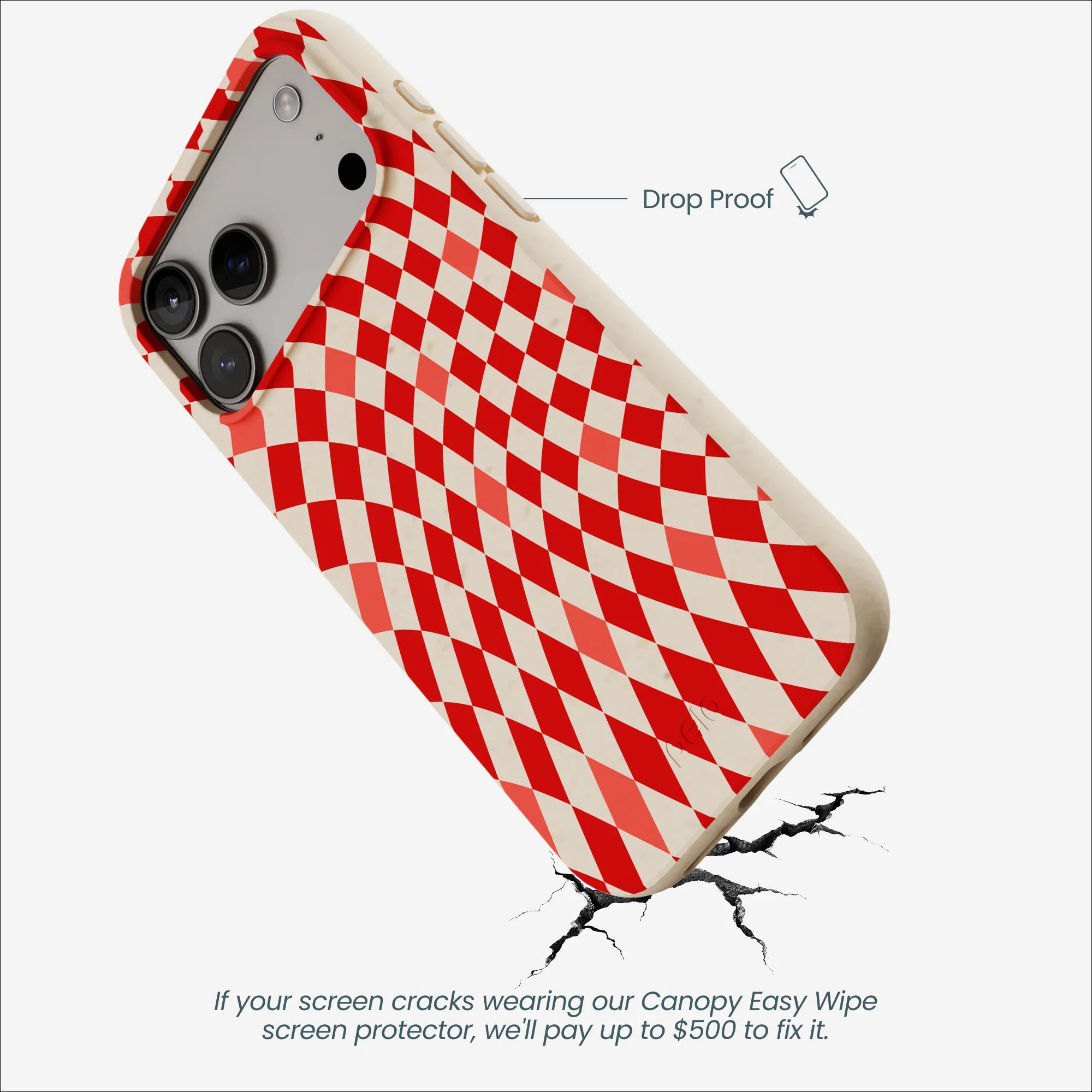 Seashell Red Checks iPhone 17 Pro Max Case - Image 5
