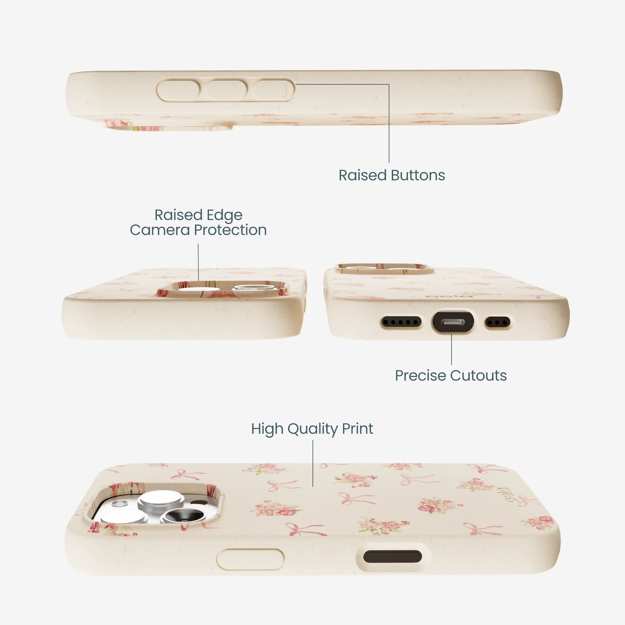 Seashell Roses and Bows iPhone 16 Pro Max Case - Image 3