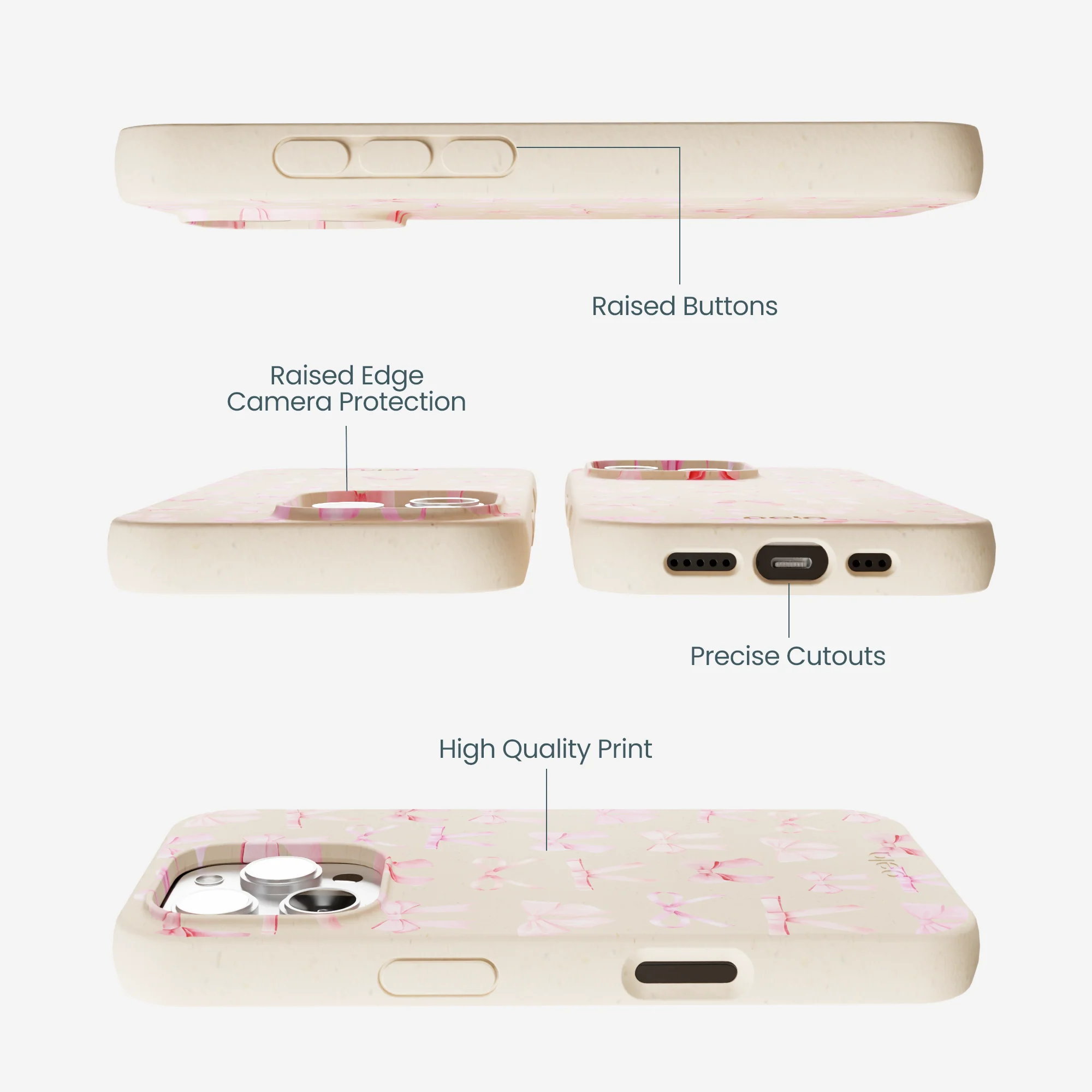 Seashell Rosy Bows iPhone 16 Pro Max Case - Image 3