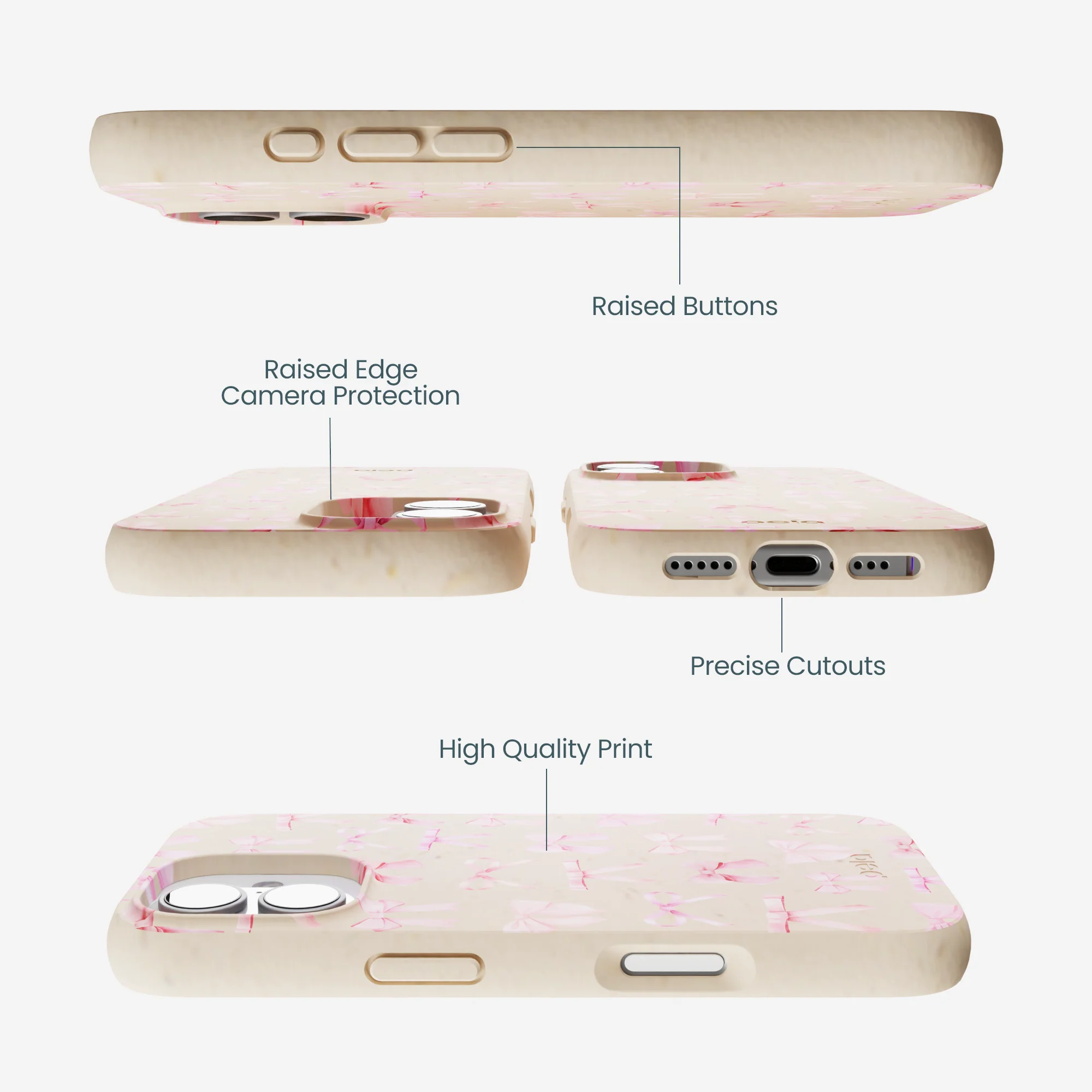 Seashell Rosy Bows iPhone 17 Case - Image 3