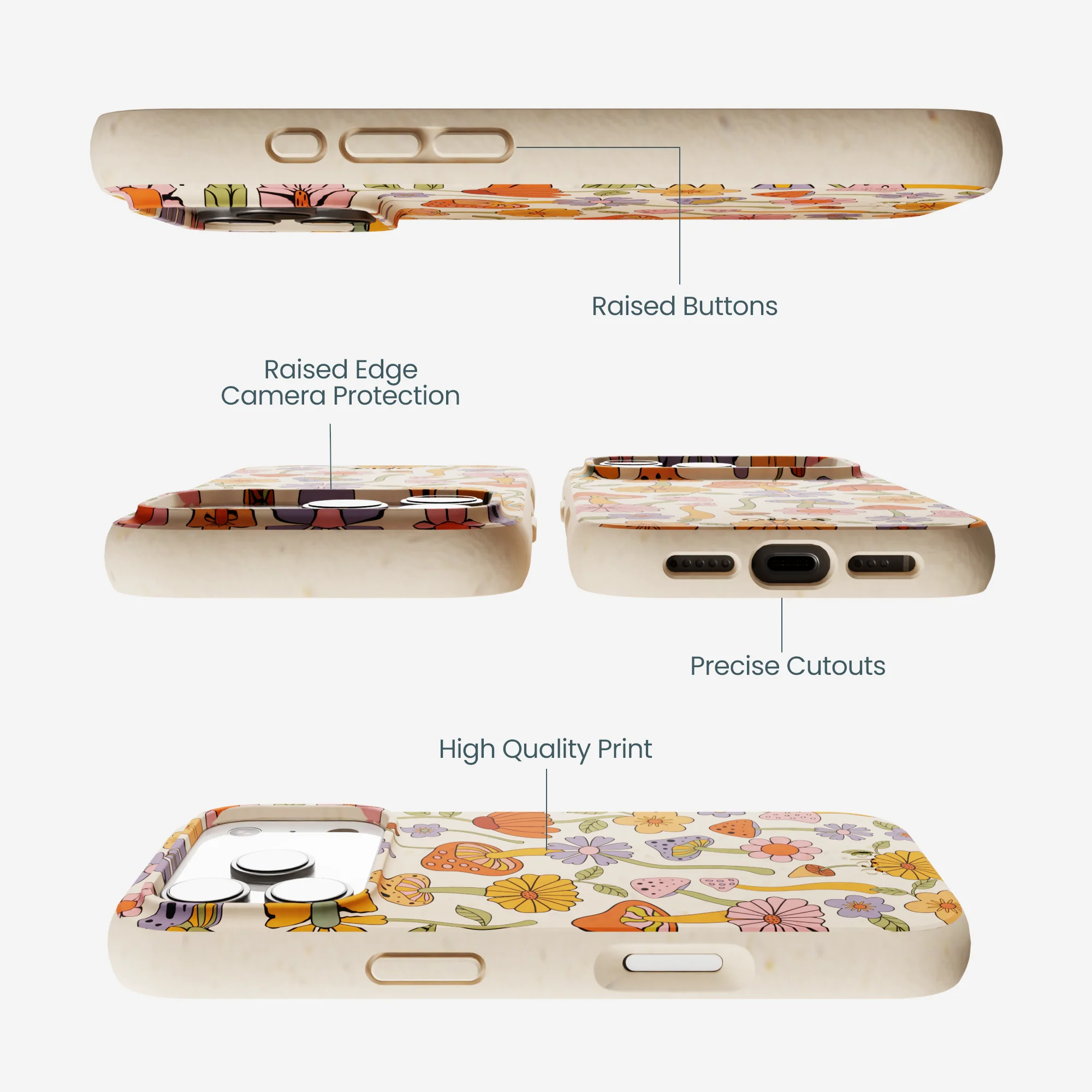Seashell Shrooms and Blooms iPhone 17 Pro Case - Image 3