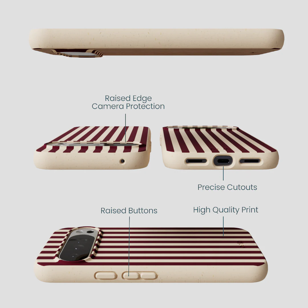 Seashell Small Wine Stripes Google Pixel 10 Pro XL Case - Image 2