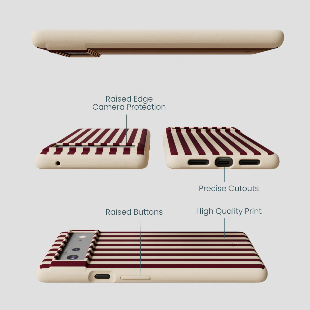 Seashell Small Wine Stripes Google Pixel 6a Case - Image 2