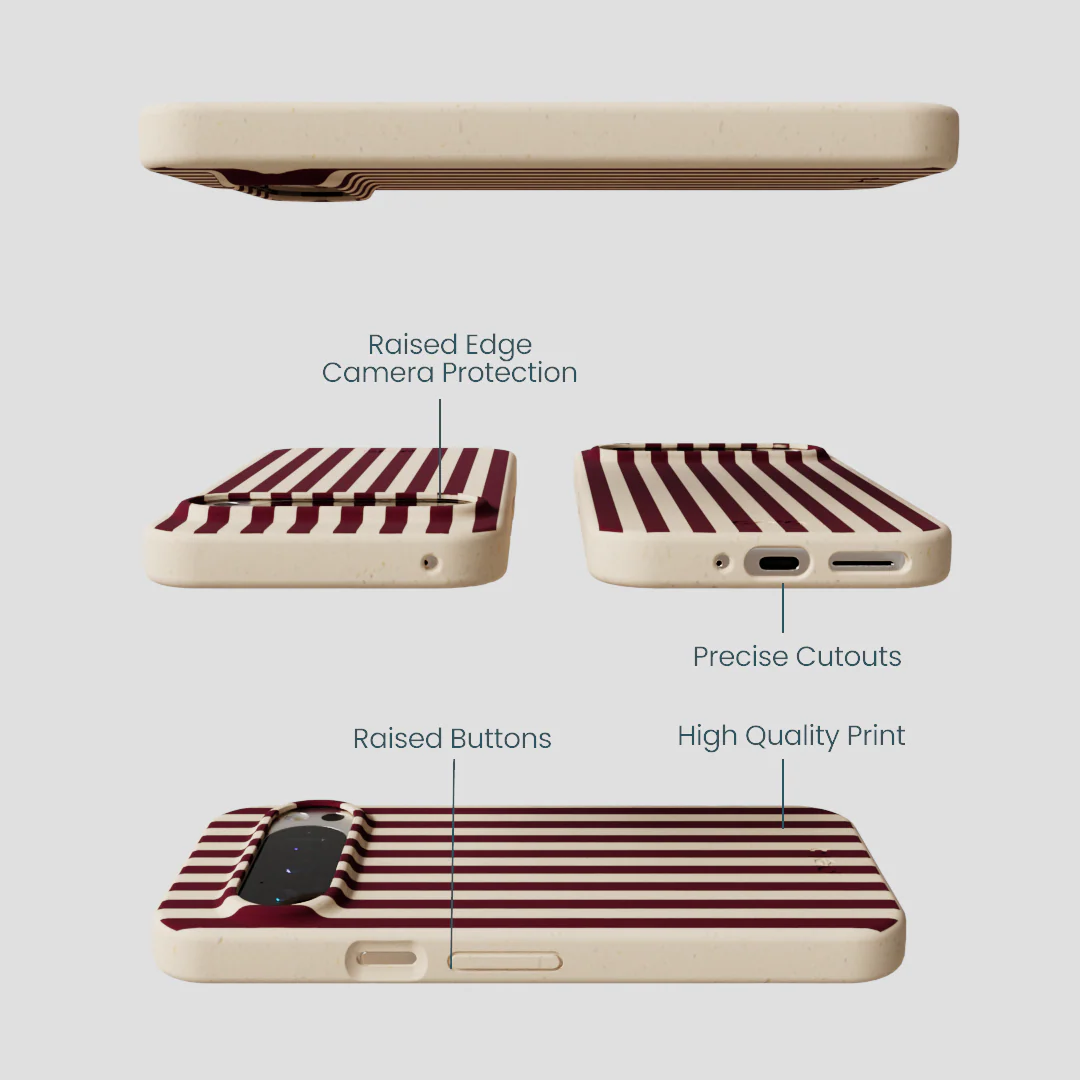 Seashell Small Wine Stripes Google Pixel 9/9 Pro Case - Image 2