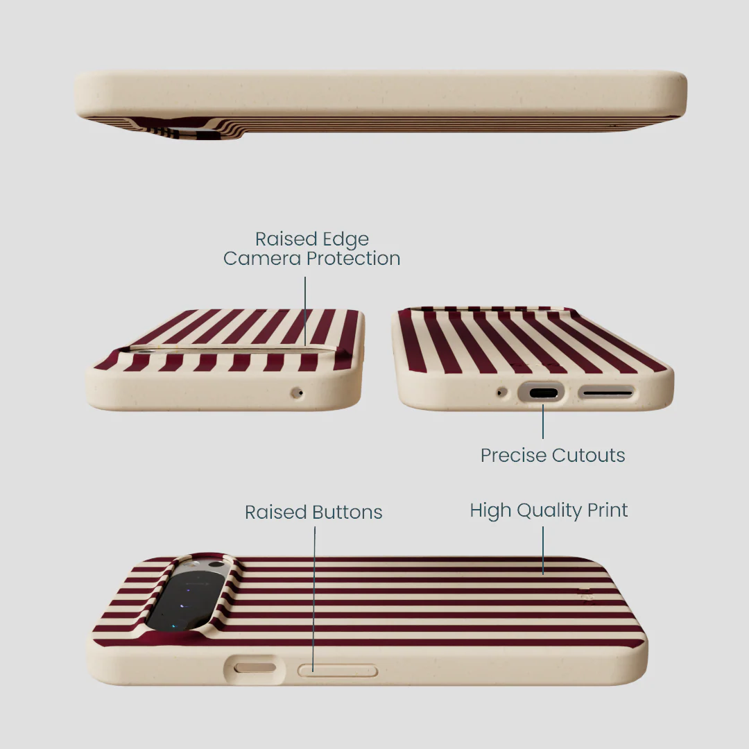 Seashell Small Wine Stripes Google Pixel 9 Pro XL Case - Image 2