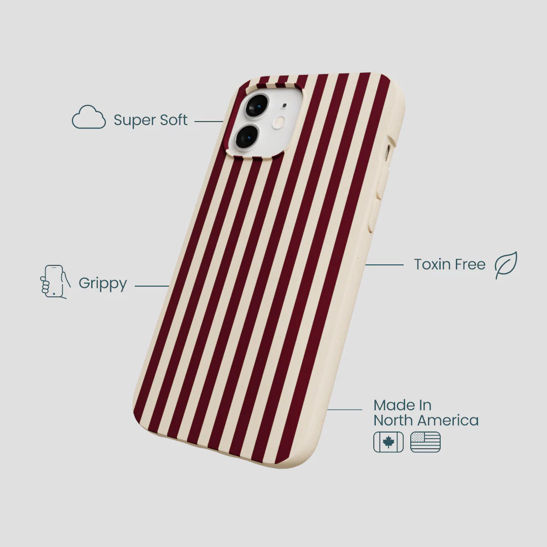 Seashell Small Wine Stripes iPhone 12/ iPhone 12 Pro Case - Image 4