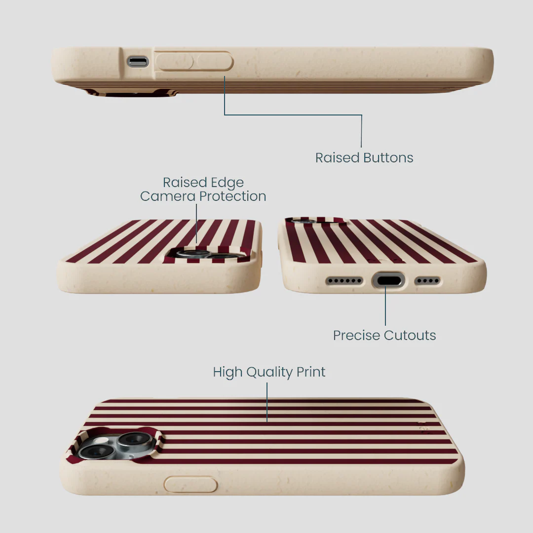 Seashell Small Wine Stripes iPhone 14 Plus Case - Image 3