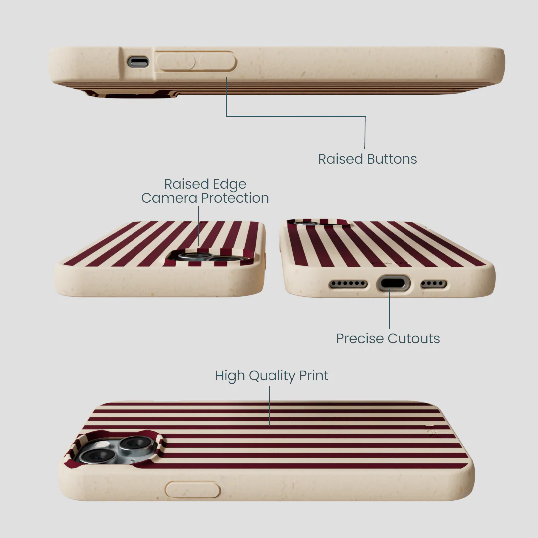 Seashell Small Wine Stripes iPhone 15 Plus Case - Image 3