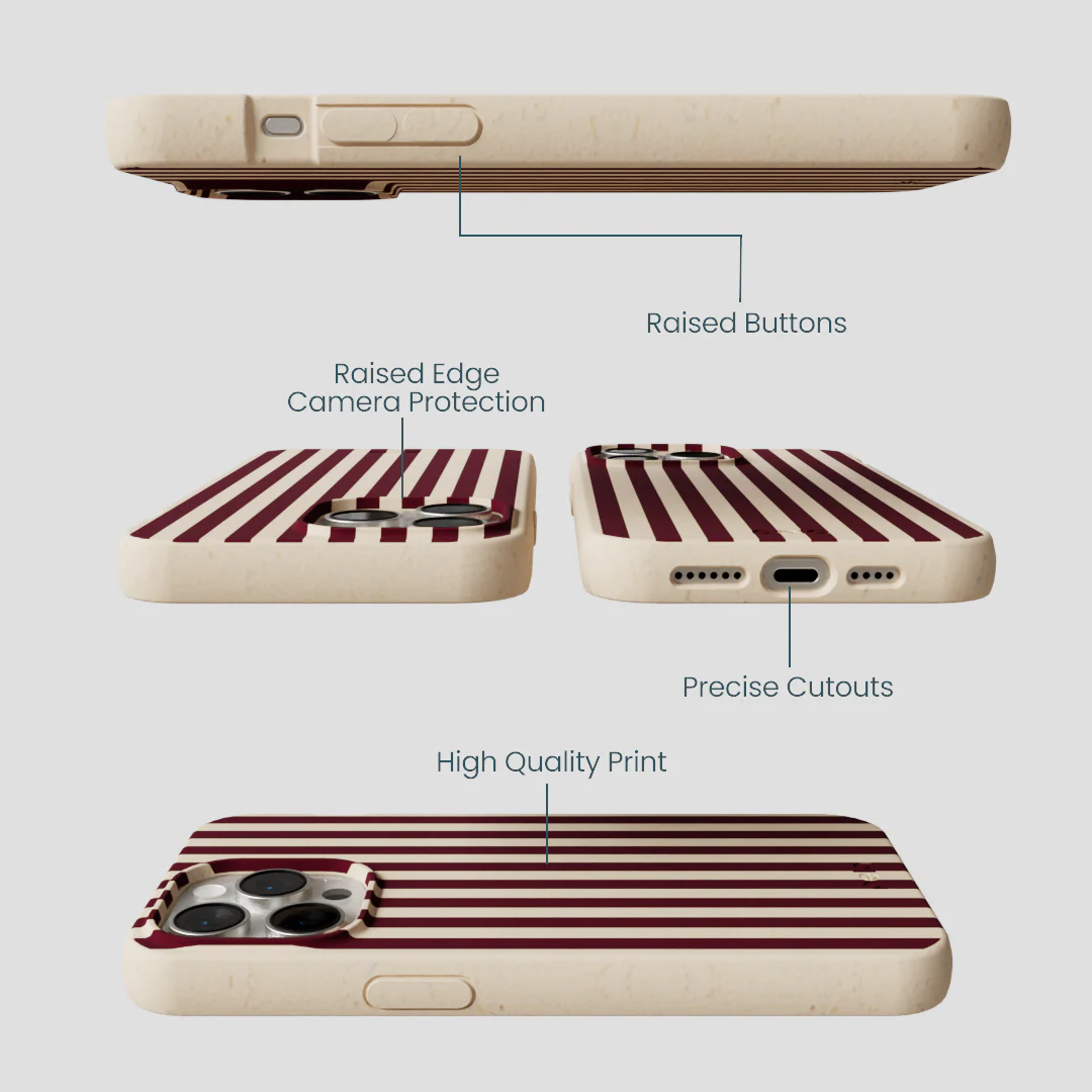 Seashell Small Wine Stripes iPhone 15 Pro Max Case - Image 3