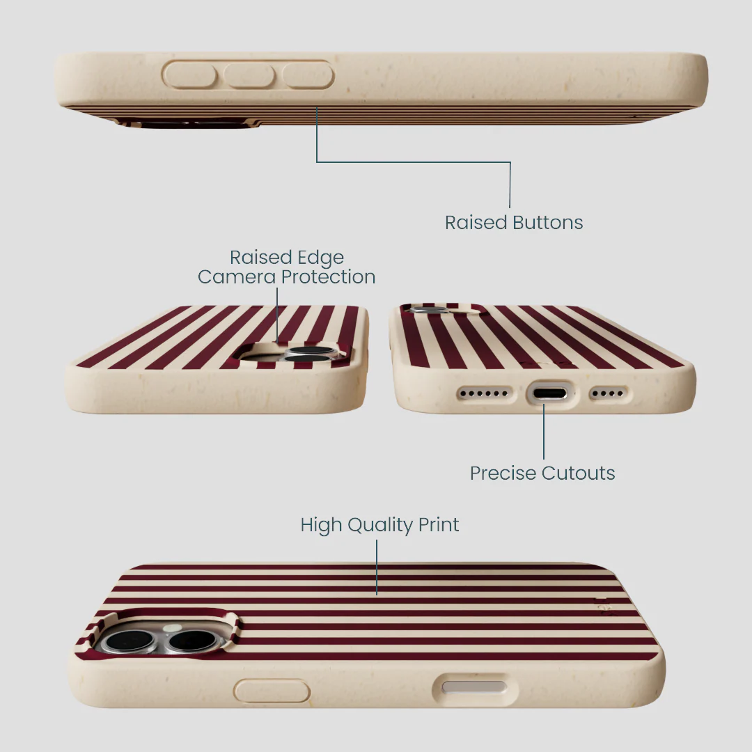 Seashell Small Wine Stripes iPhone 16 Plus Case - Image 3