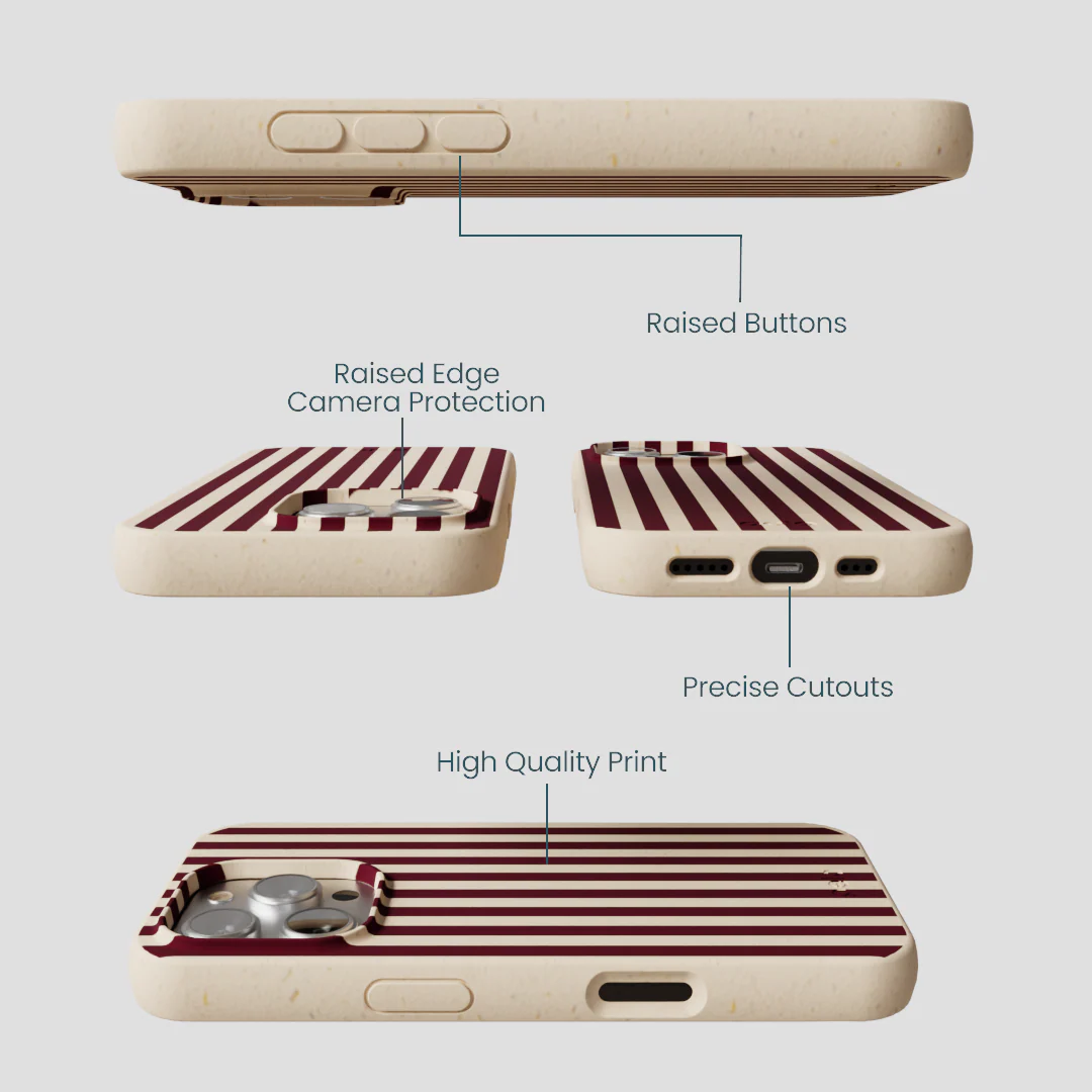Seashell Small Wine Stripes iPhone 16 Pro Case - Image 3