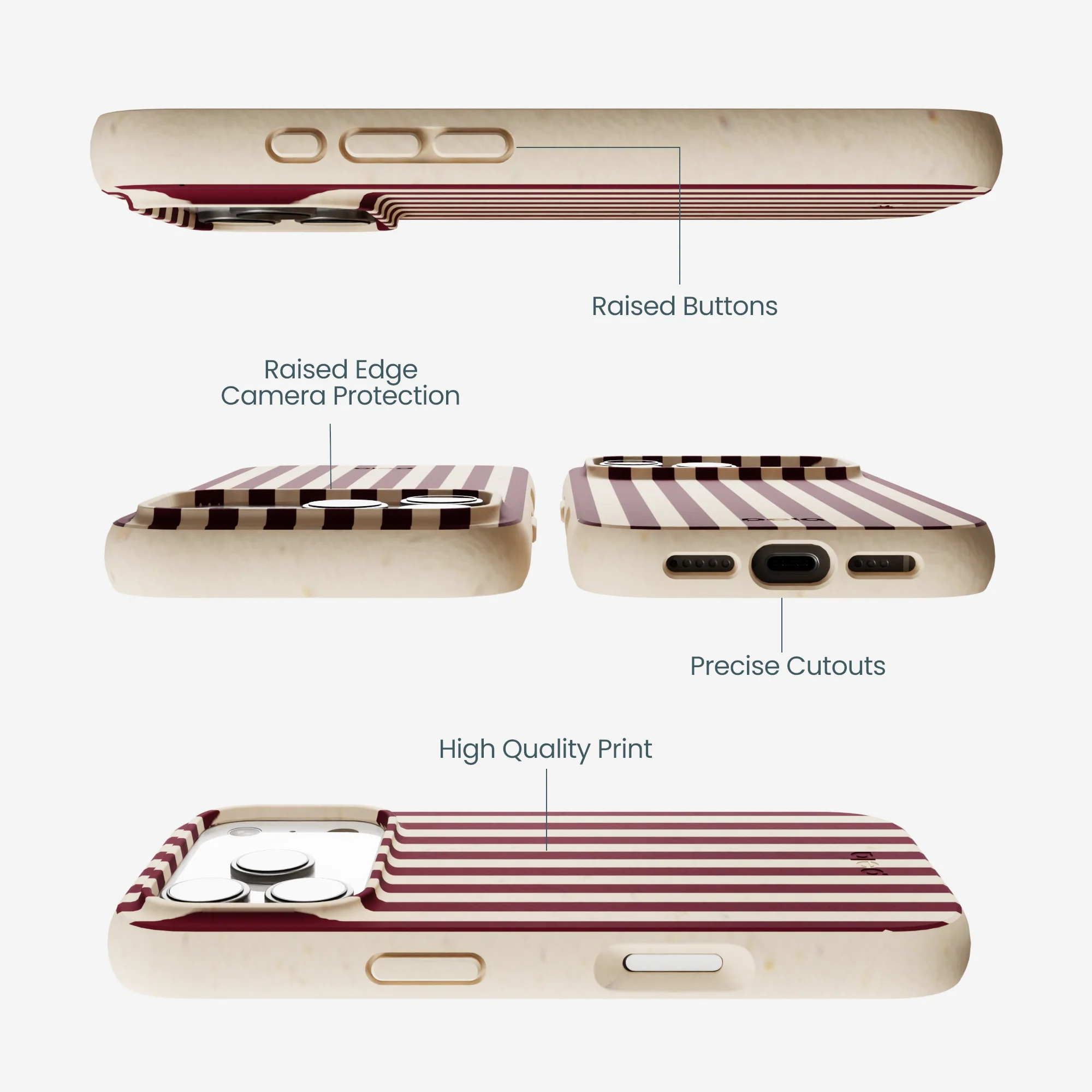 Seashell Small Wine Stripes iPhone 17 Pro Case - Image 3