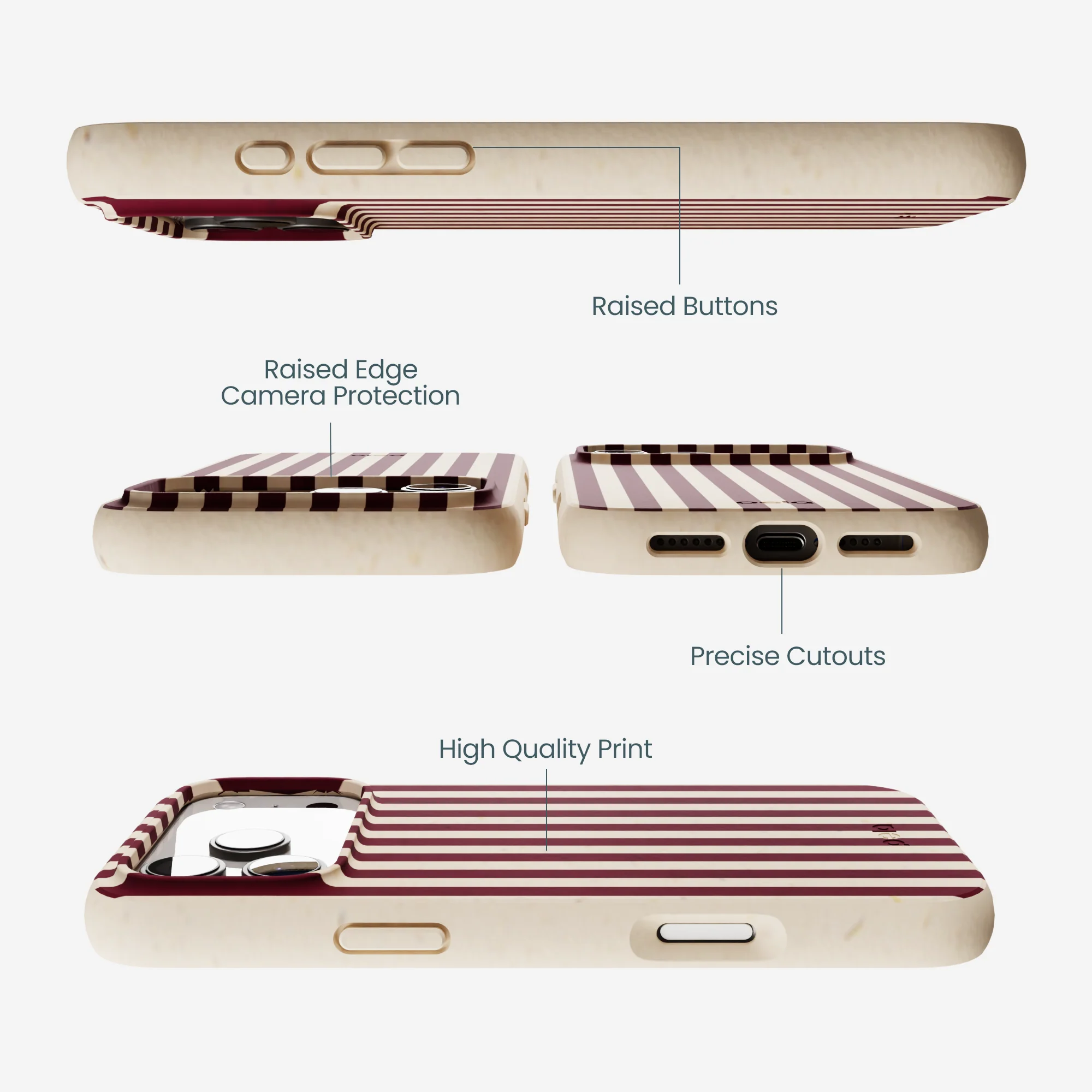 Seashell Small Wine Stripes iPhone 17 Pro Max Case - Image 3