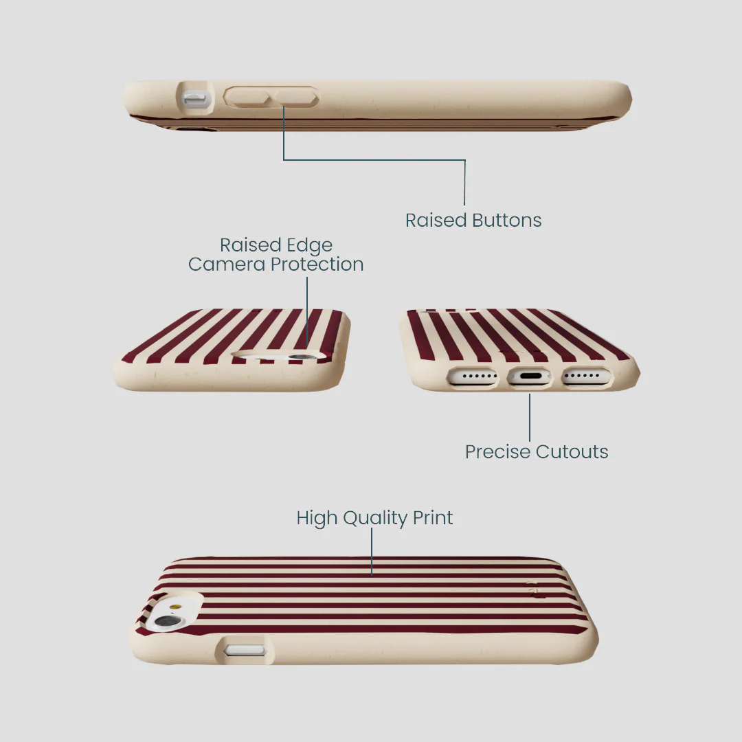 Seashell Small Wine Stripes iPhone 6/6s/7/8/SE Case - Image 3