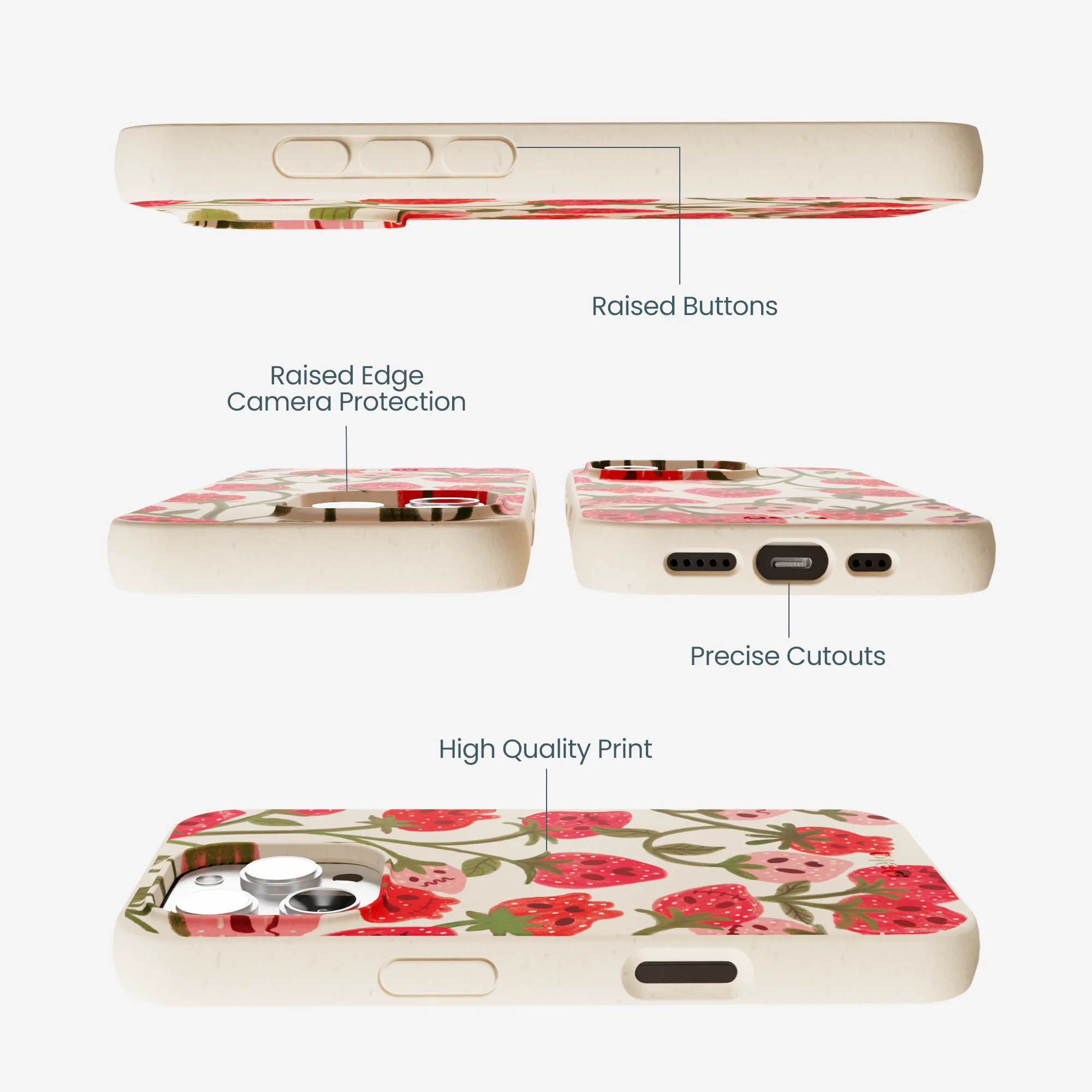 Seashell Strawboories iPhone 16 Pro Max Case - Image 3