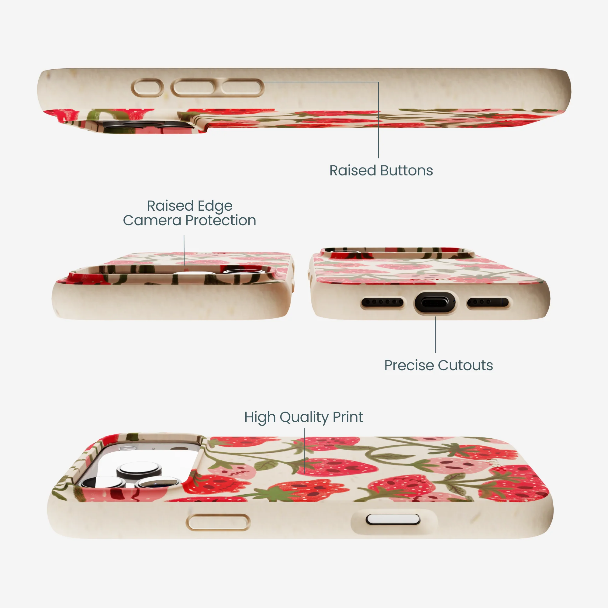 Seashell Strawboories iPhone 17 Pro Max Case - Image 3