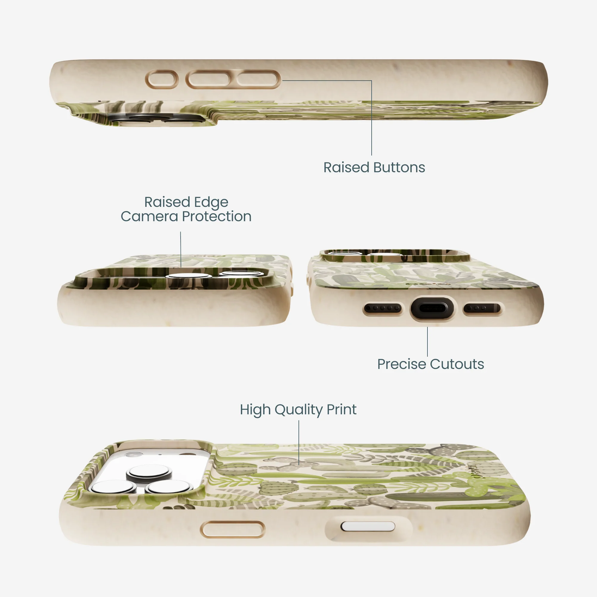 Seashell Succulent Cacti iPhone 17 Pro Case - Image 3