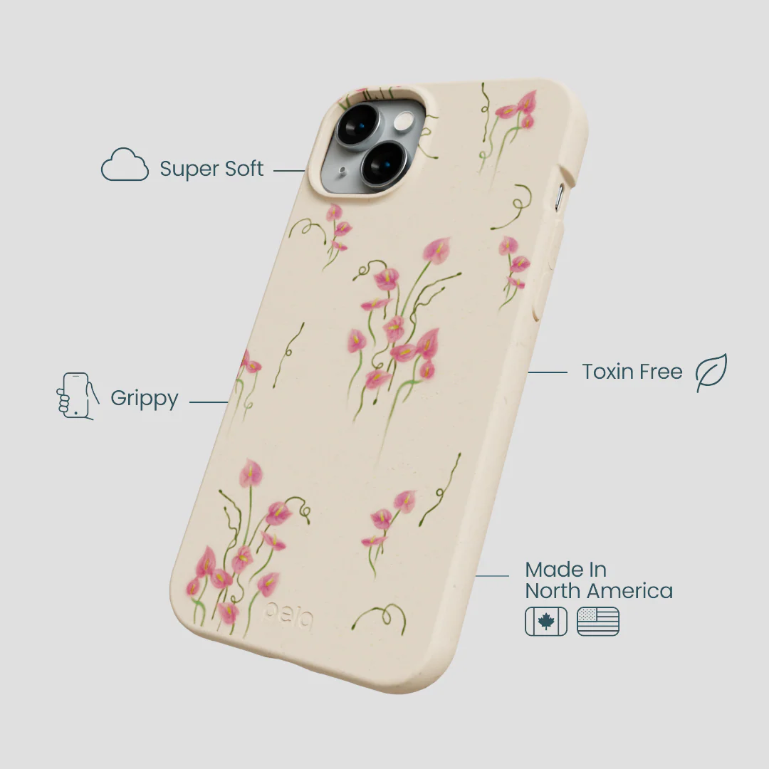 Seashell Sweet Anthuriums iPhone 14 Plus Case - Image 4