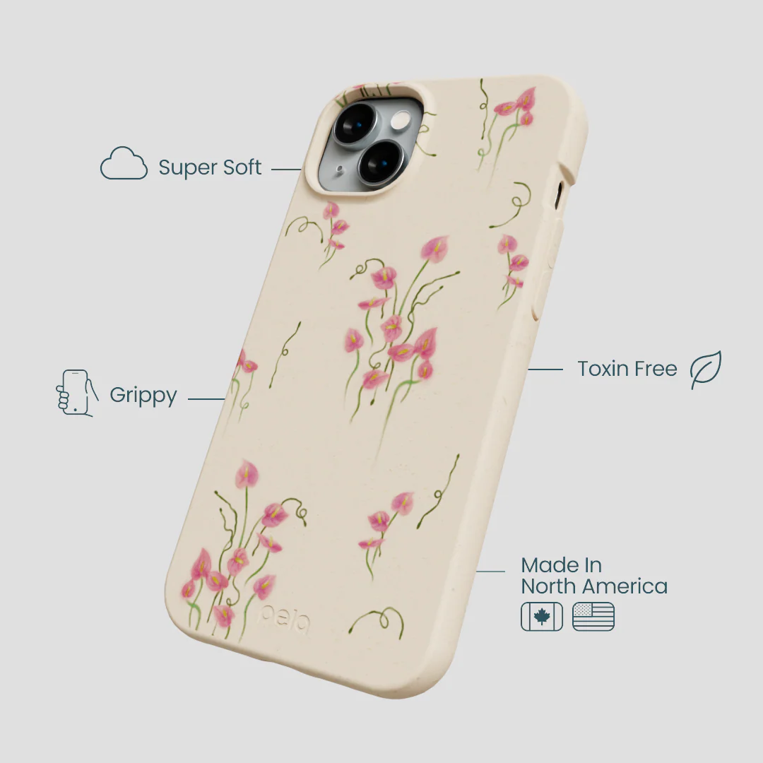 Seashell Sweet Anthuriums iPhone 15 Plus Case - Image 4