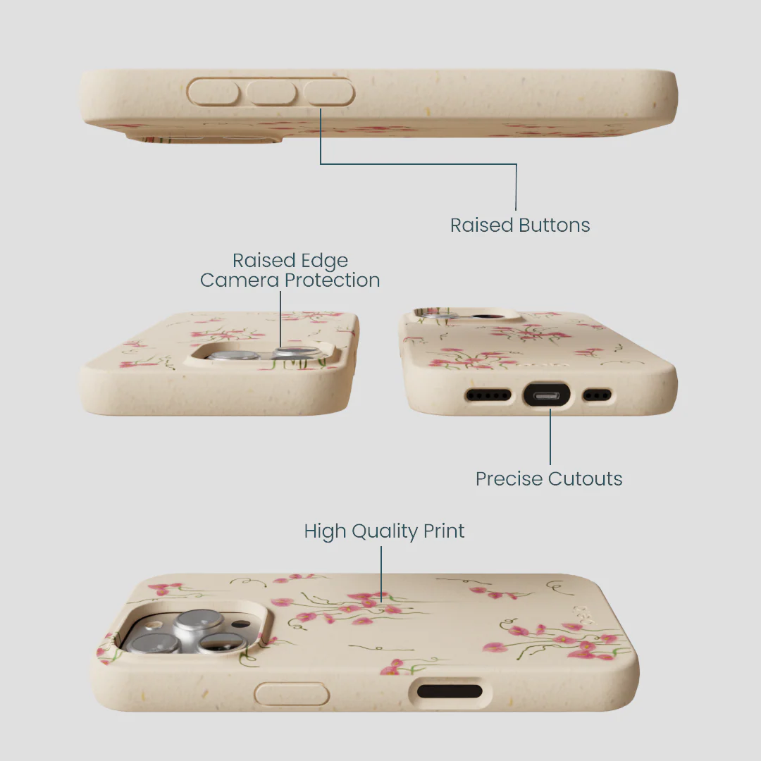Seashell Sweet Anthuriums iPhone 16 Pro Case - Image 3