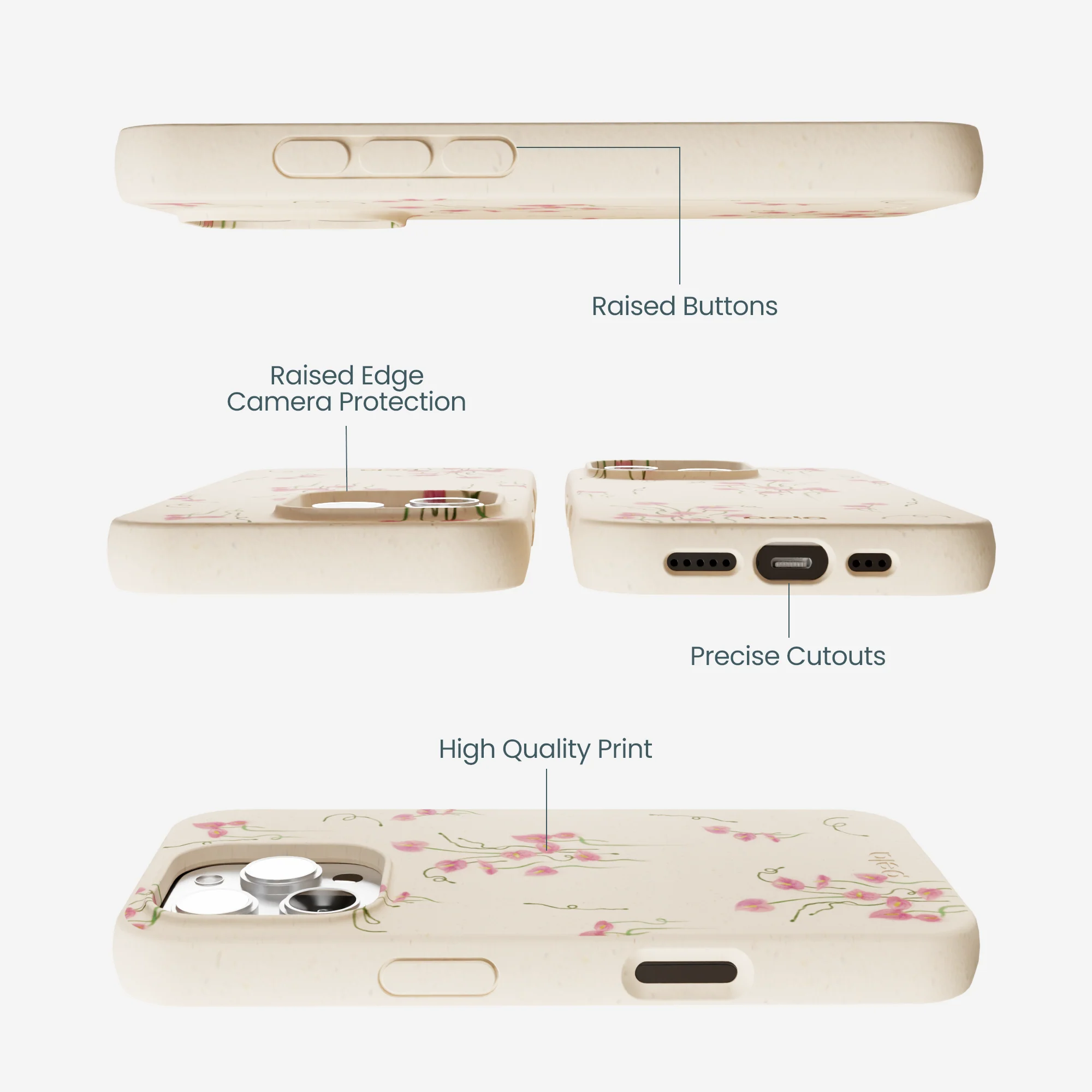Seashell Sweet Anthuriums iPhone 16 Pro Max Case - Image 3
