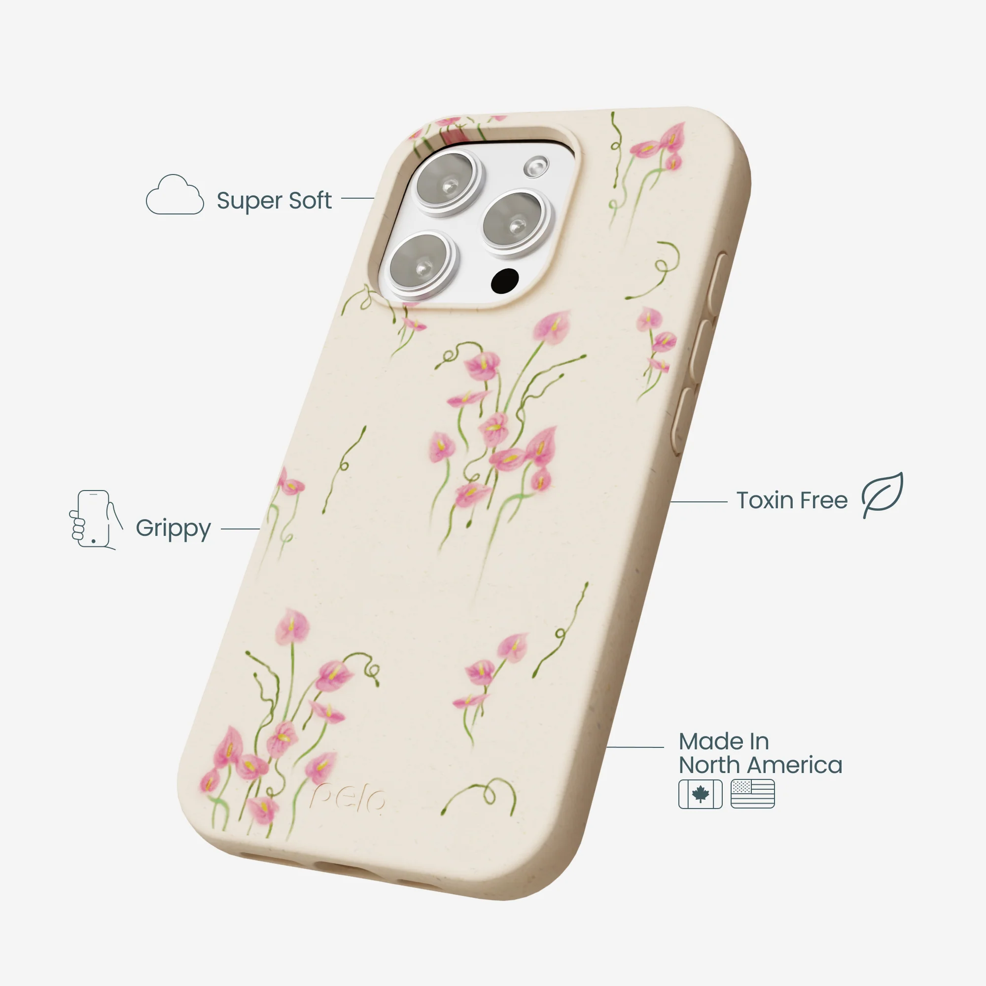 Seashell Sweet Anthuriums iPhone 16 Pro Max Case - Image 4