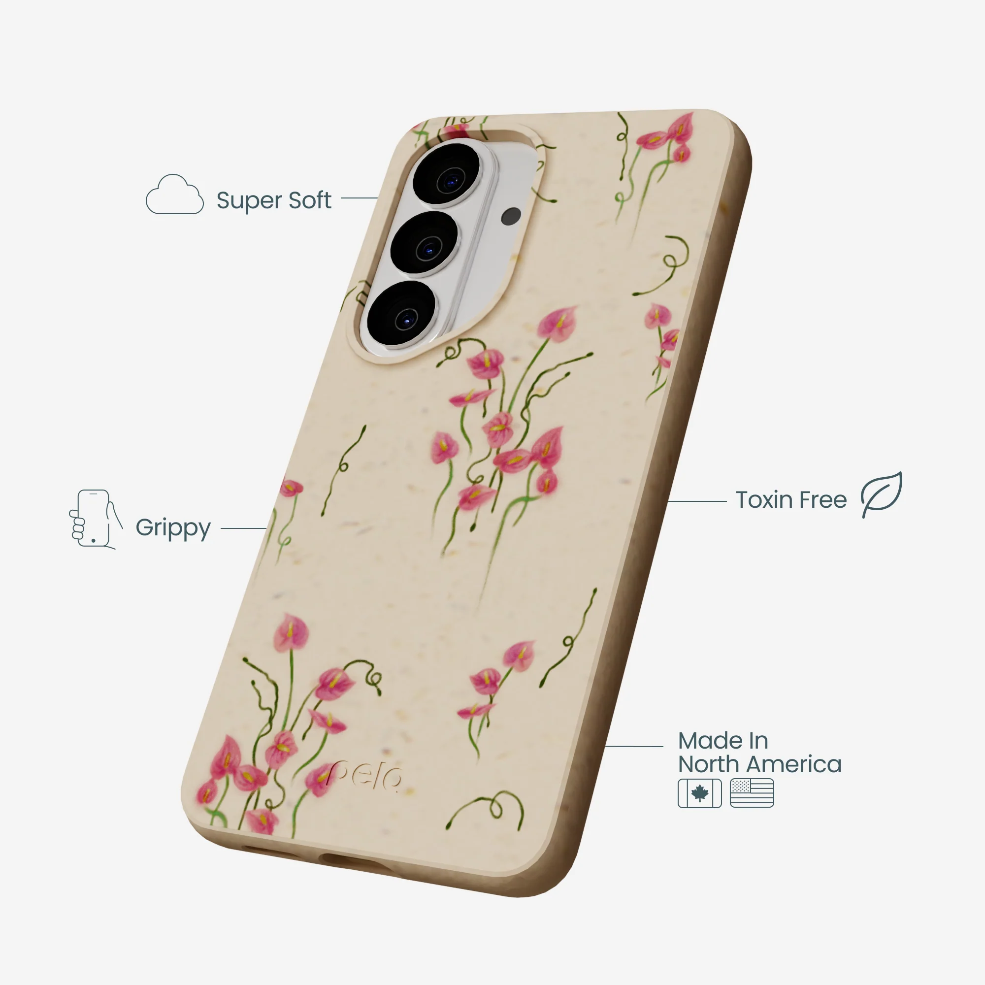 Seashell Sweet Anthuriums Samsung Galaxy S26 Case - Image 3
