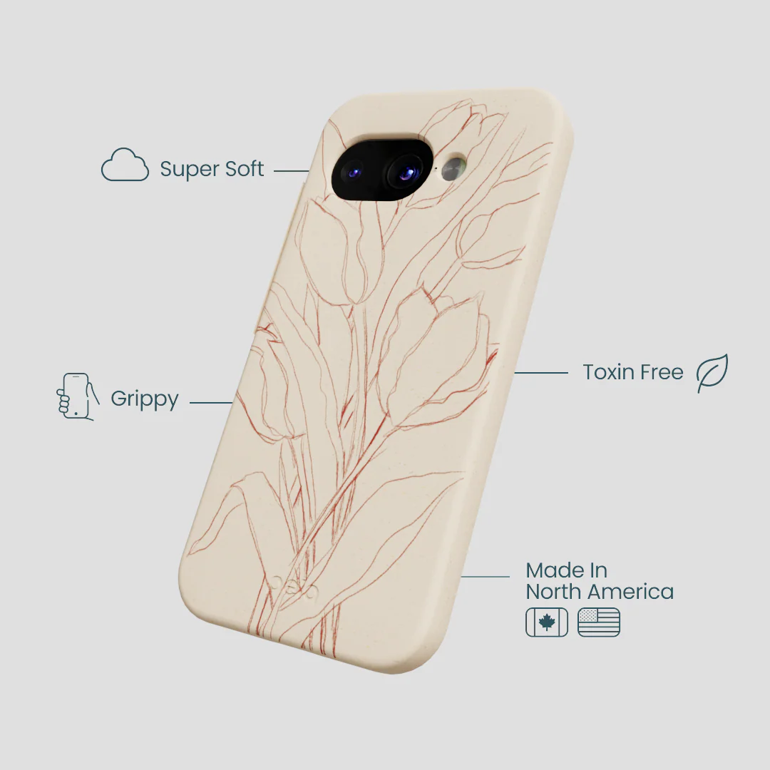 Seashell Tulip Bouquet Google Pixel 9a Case - Image 3
